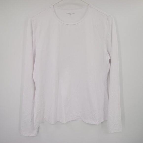 Lands End Rash Guard White Long Sleeve Round Neck Size M/P 10-12 - Picture 1 of 7